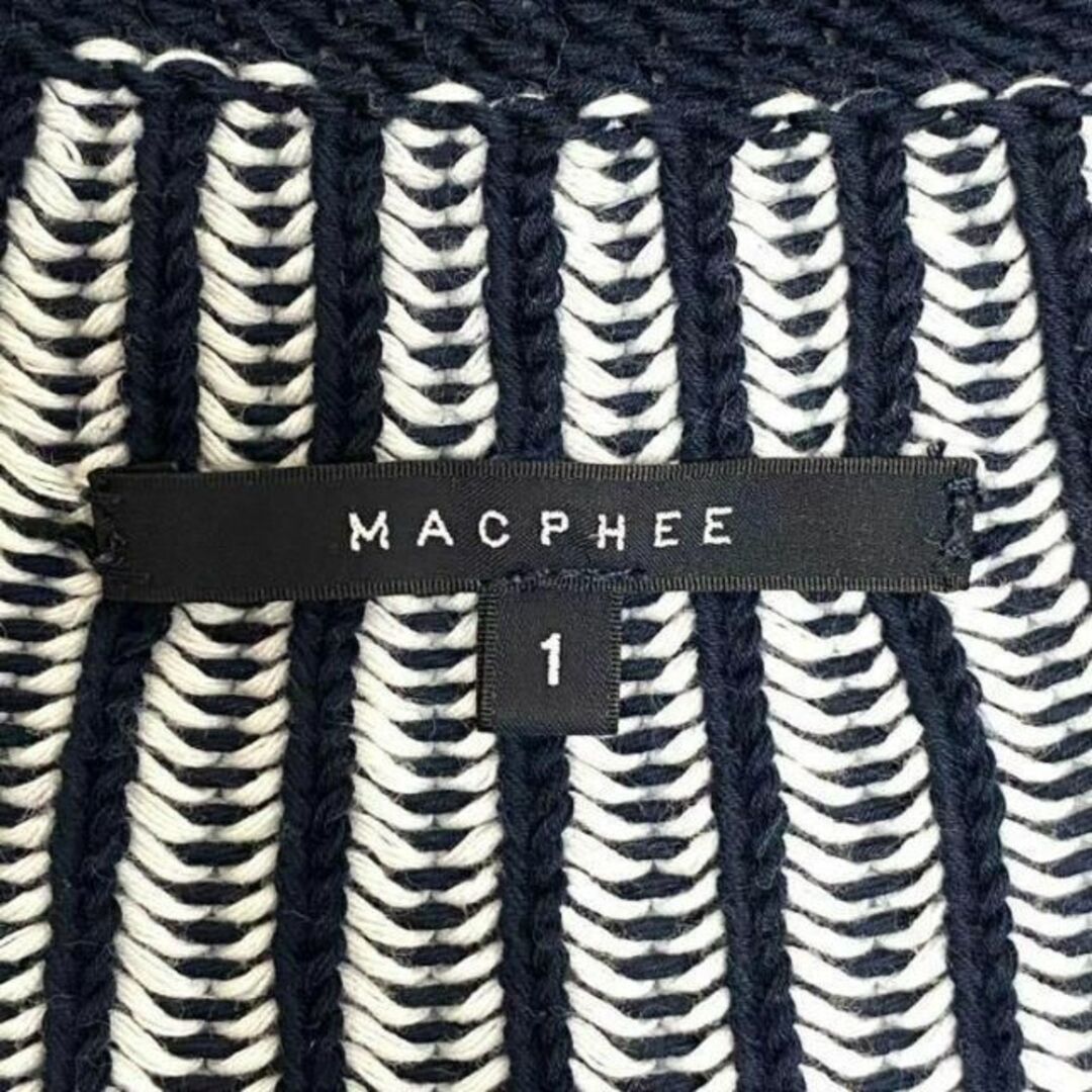 MACPHEE - MACPHEE ストライプ コットン ロング ニット ワンピース 美