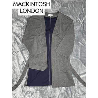 マッキントッシュ(MACKINTOSH)のマッキントッシュロンドン ロングコート ベルト付き グレー ネイビー サイズM(ロングコート)