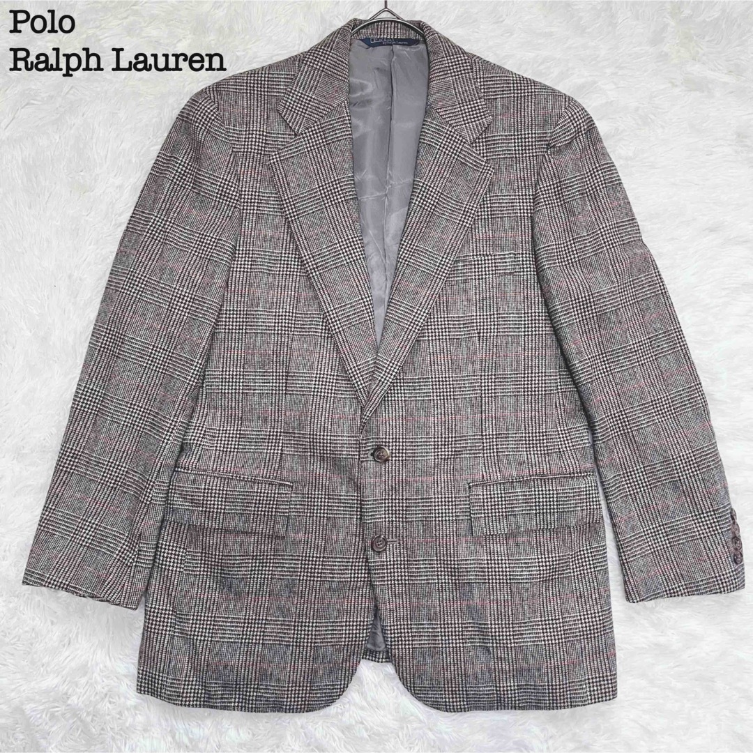 POLO RALPH LAUREN(ポロラルフローレン)のラルフローレン 千鳥格子 チェック柄 ウール テーラードジャケット ツイード メンズのジャケット/アウター(テーラードジャケット)の商品写真