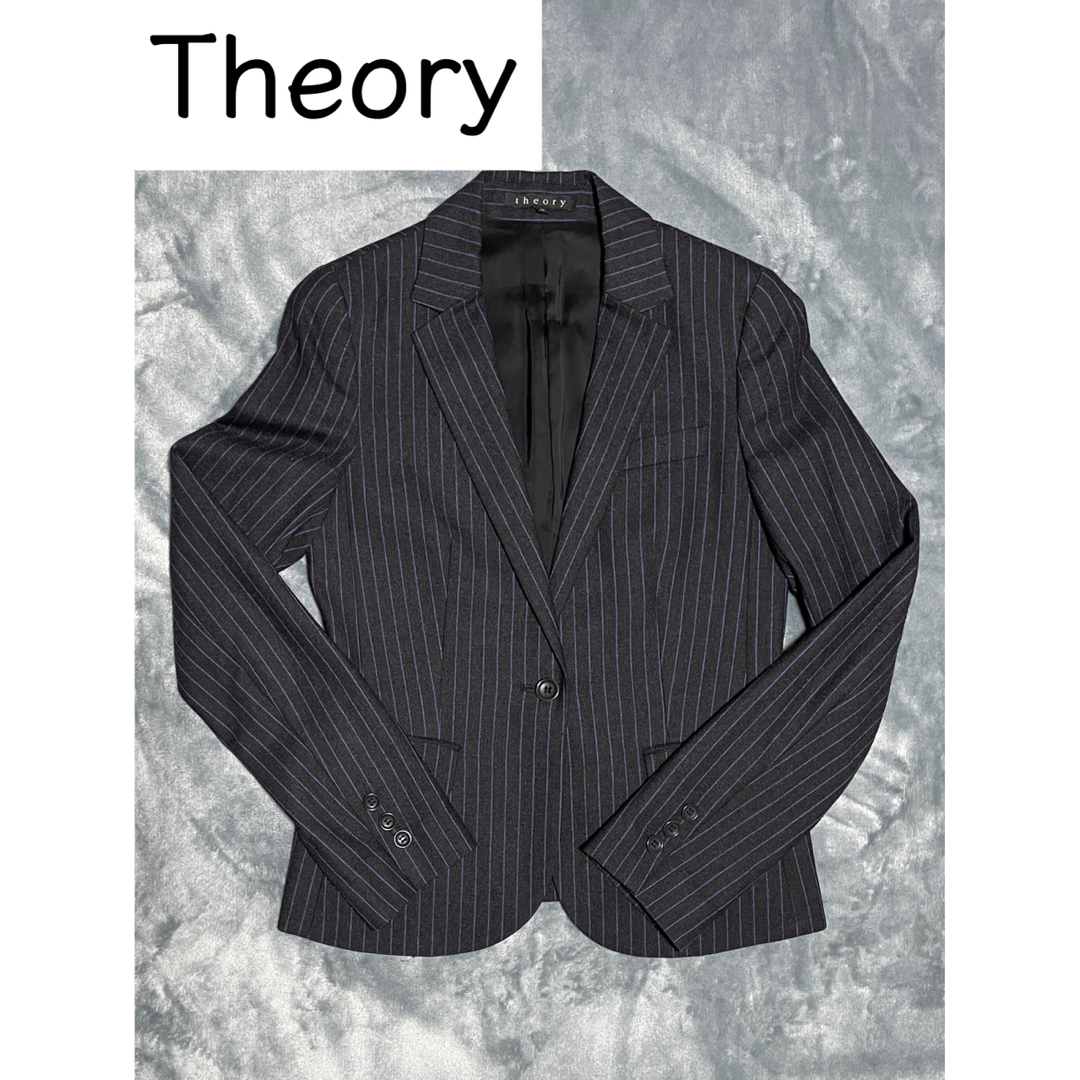 theory(セオリー)のTheory セオリー テーラードジャケット 紺ブレ ストライプ サイズM レディースのジャケット/アウター(テーラードジャケット)の商品写真