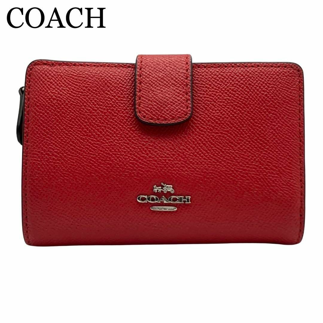 COACH コーチ レザー 二つ折り 財布 小銭入れ 札入れ レディース レッド