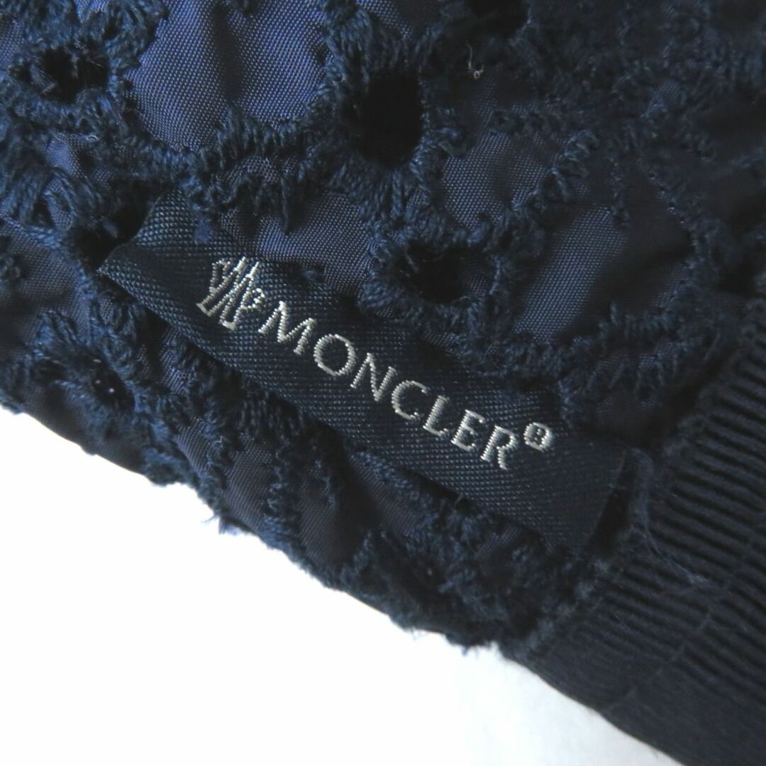 極美品◎正規品 18SS MONCLER モンクレール MARILYN レディース カットワークレース スプリング ジップアップ ジャケット／ブルゾン 紺 0 7