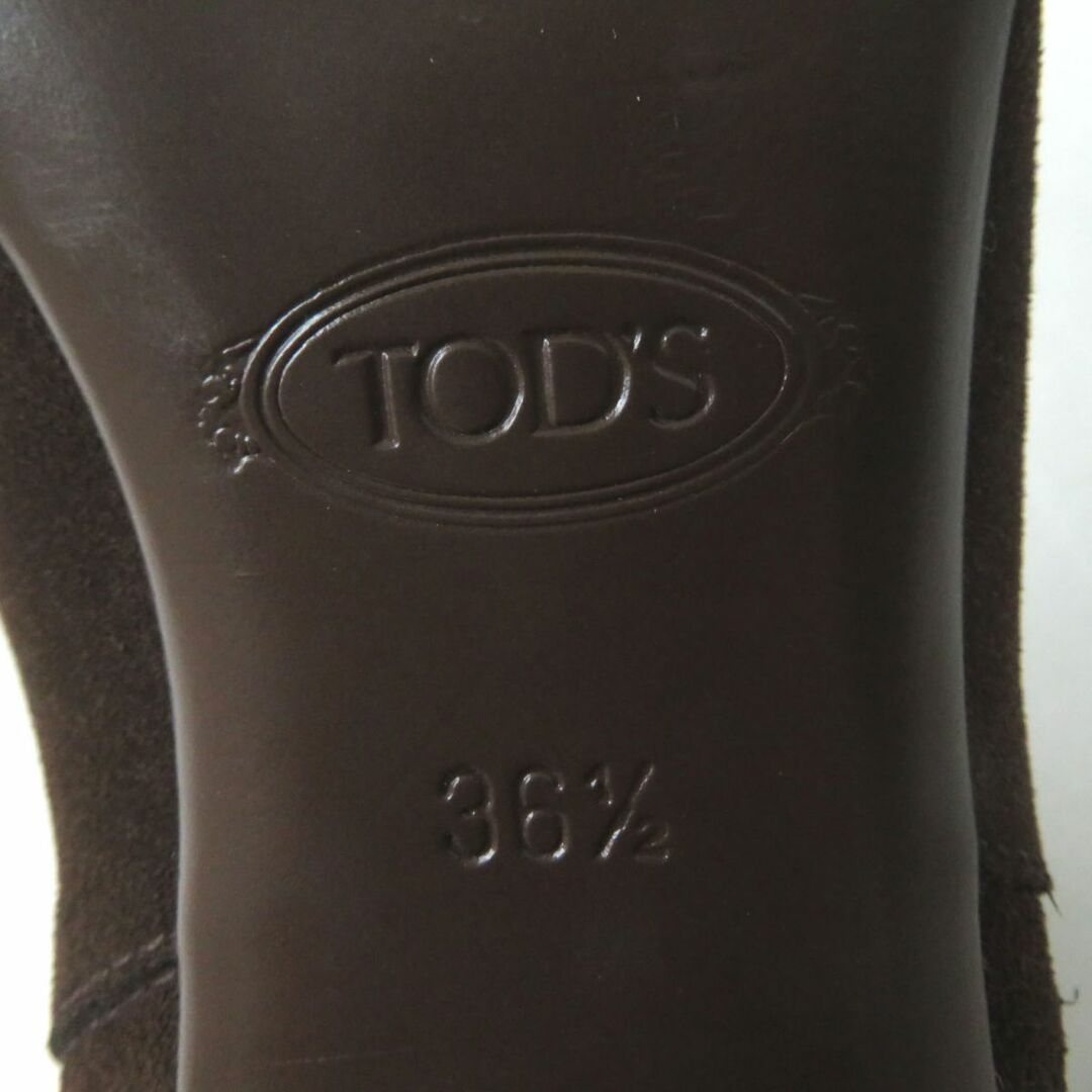 美品◎イタリア製 TODS トッズ レディース スウェードレザー サイドエラスティック ショートブーツ ブラウン 36 1／2 保管袋付