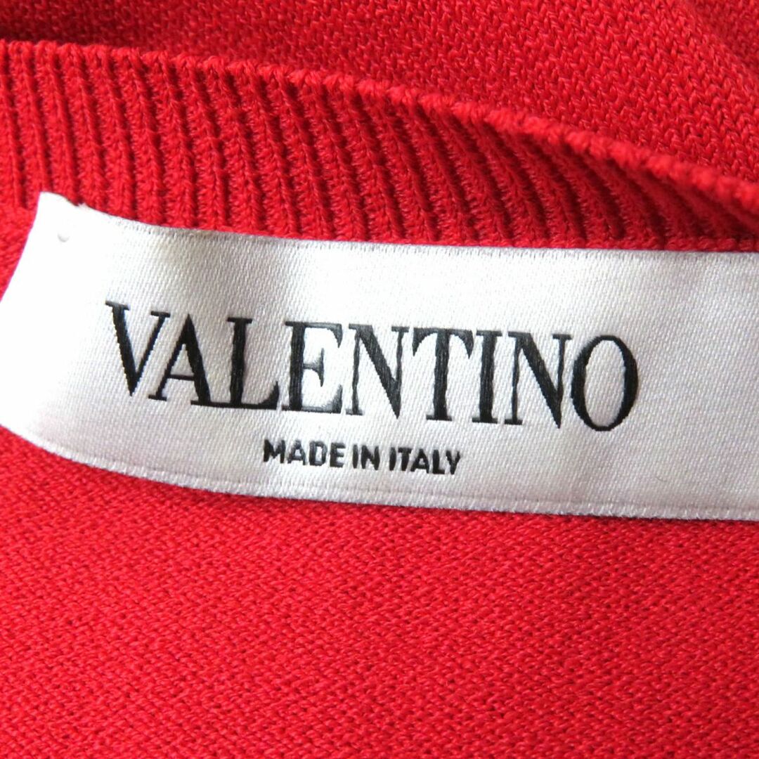 美品◎正規品 イタリア製 VALENTINO ヴァレンティノ  MB3KD00032T レディース 花モチーフ付き 半袖 ニット フレアワンピース レッド M 6