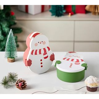 可愛いクリスマススノーマン弁当箱、キッズ外出用ランチボックス(弁当用品)