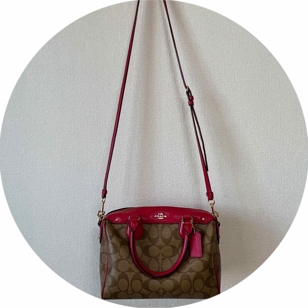 ☆COACH2wayショルダーバッグ☆ブラウン レッド coach2wayバッグ