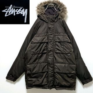 極希少 STUSSY ステューシー ダウンジャケット 総柄  ブラック