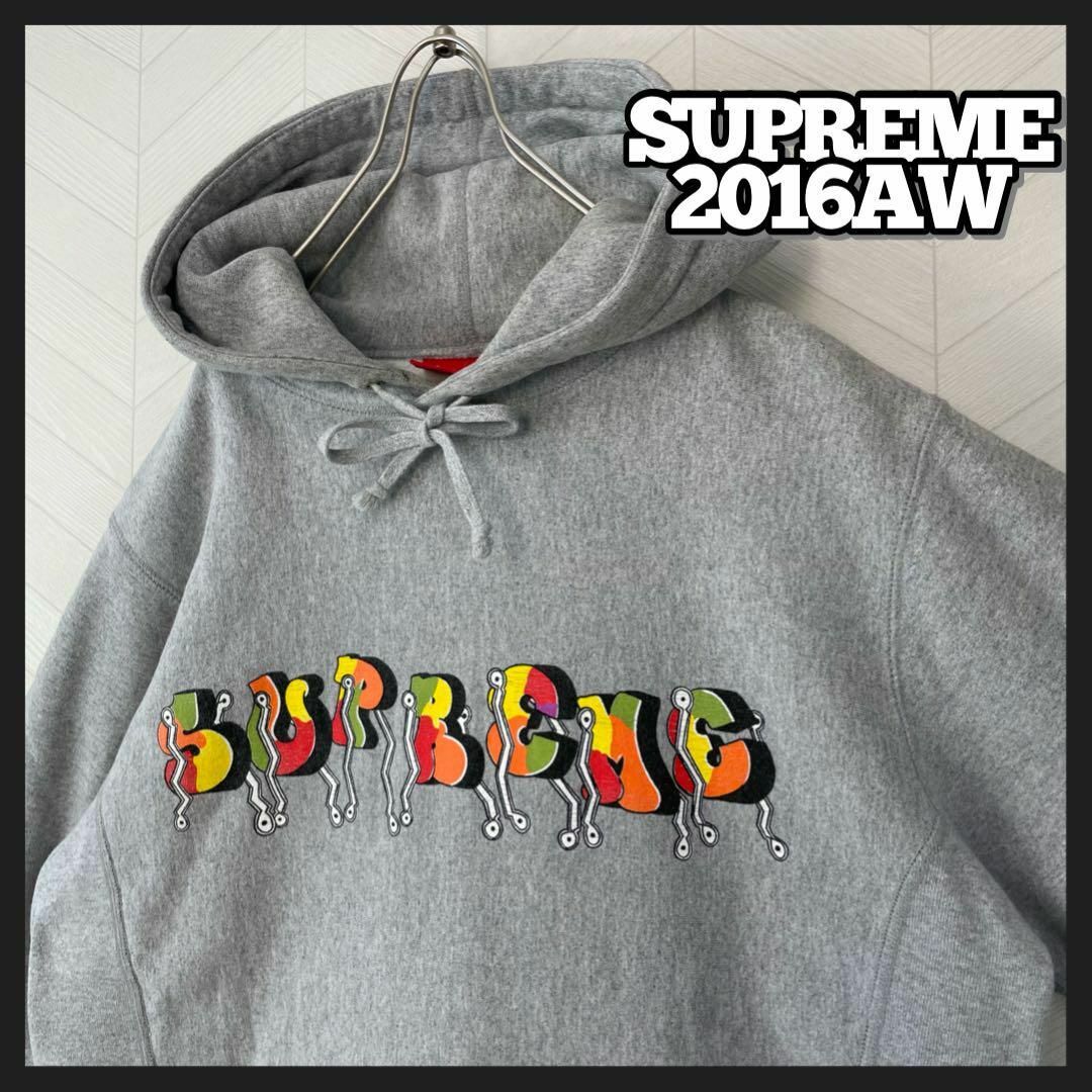 入手困難 2016AW supreme パーカー グラフィックロゴ フーディ M-