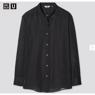 ユニクロ(UNIQLO)のユニクロ　シアーバンドカラーシャツ　ブラック(シャツ/ブラウス(長袖/七分))