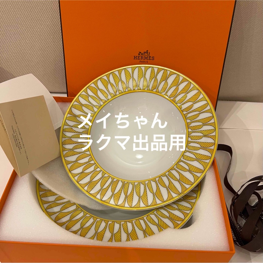 新品未使用2枚セットエルメスのスーププレート④ソレイユ-