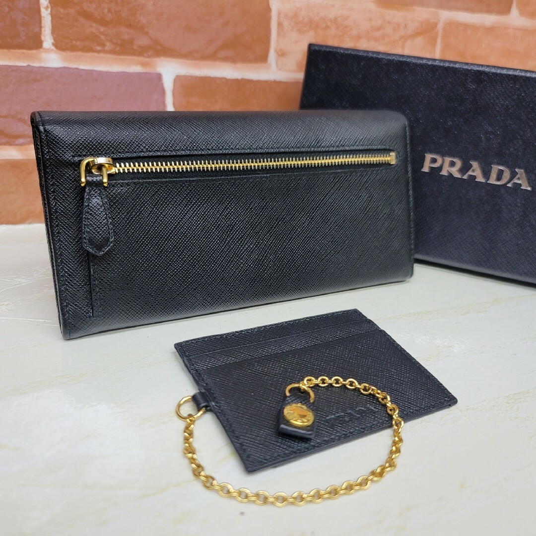 PRADA☆鑑定済☆サフィアーノ 1MH132黒 リボン パスケース プラダ財布