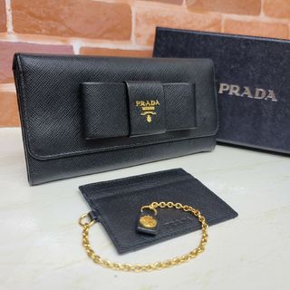 PRADA - 超美品 PRADA プラダ パスケース付き ダブルホック リボン ...