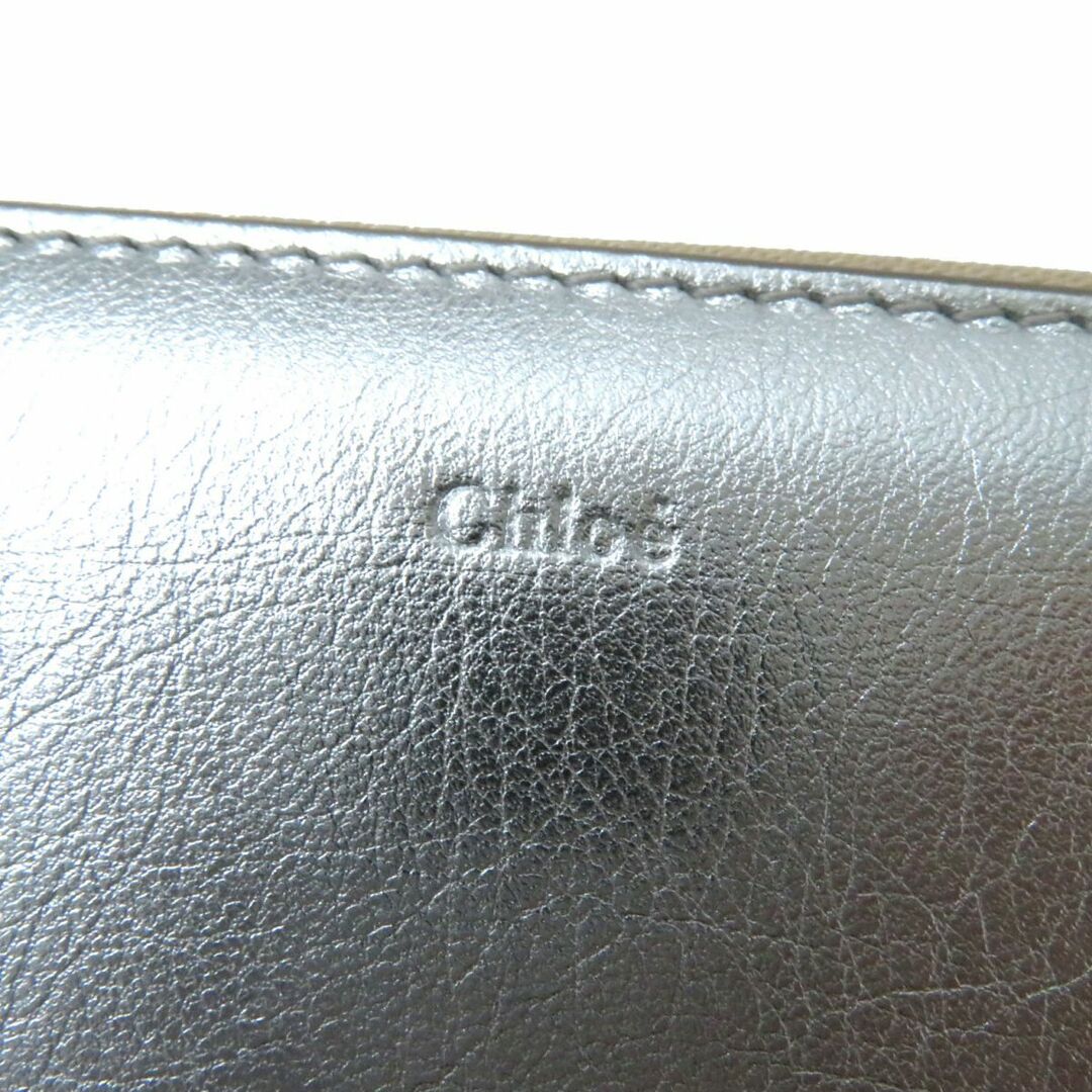 未使用品◎Chloe クロエ 04.14.72.65 レディース ラウンドファスナー レザー ロングウォレット／長財布 シルバー チェーン・箱・保管袋付き 7