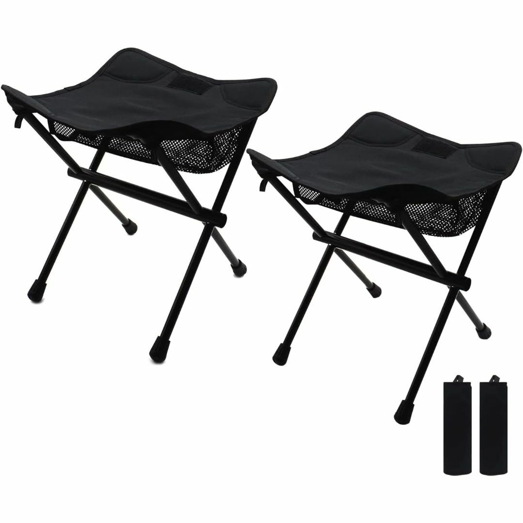 【色: ブラック】2アウトドアチェア 折りたたみ椅子 キャンプイス 3way使用