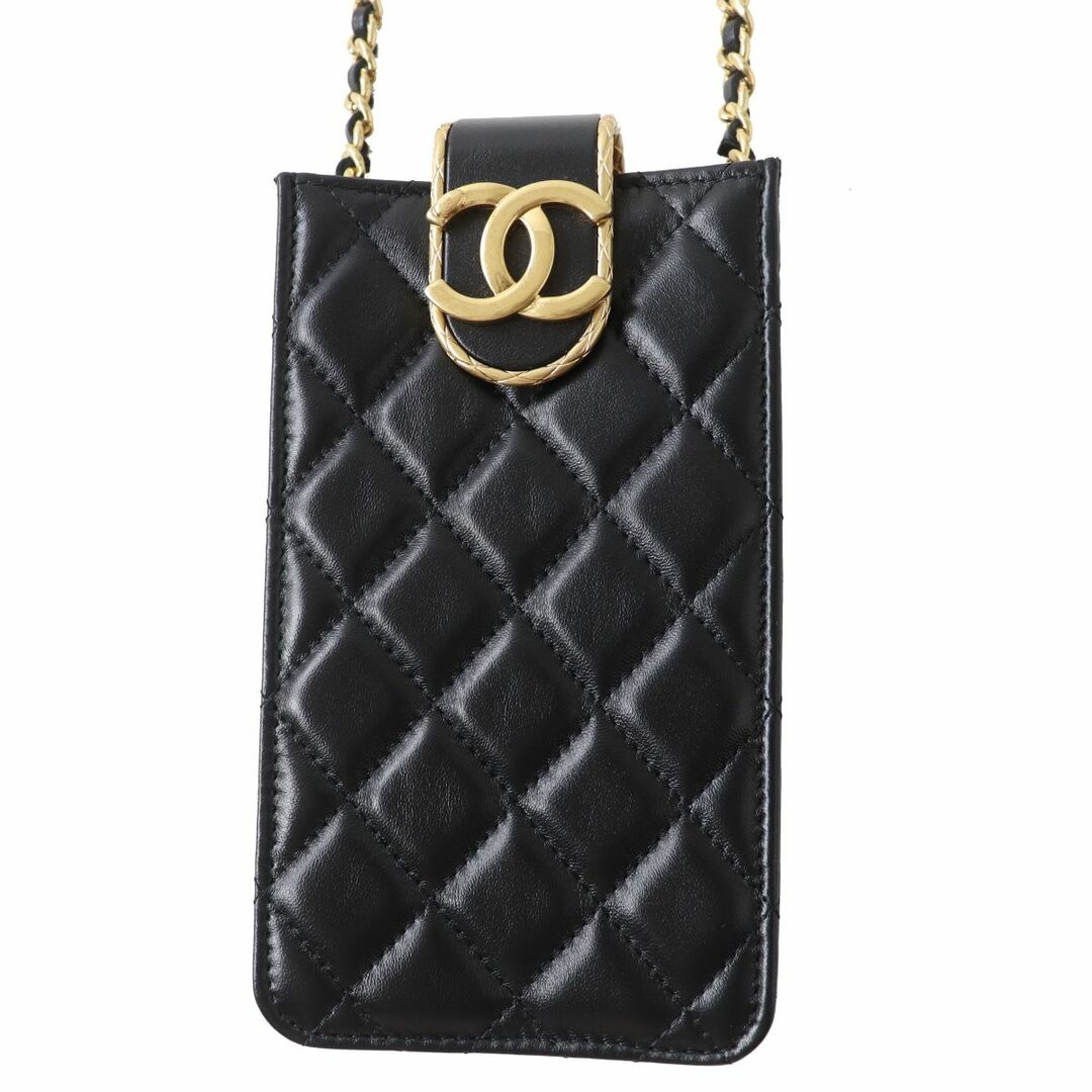 未使用◎伊製 CHANEL シャネル 22B AP2981 レディース ココマーク マトラッセ ラムスキン フォンホルダー チェーンショルダーバッグ 箱付き