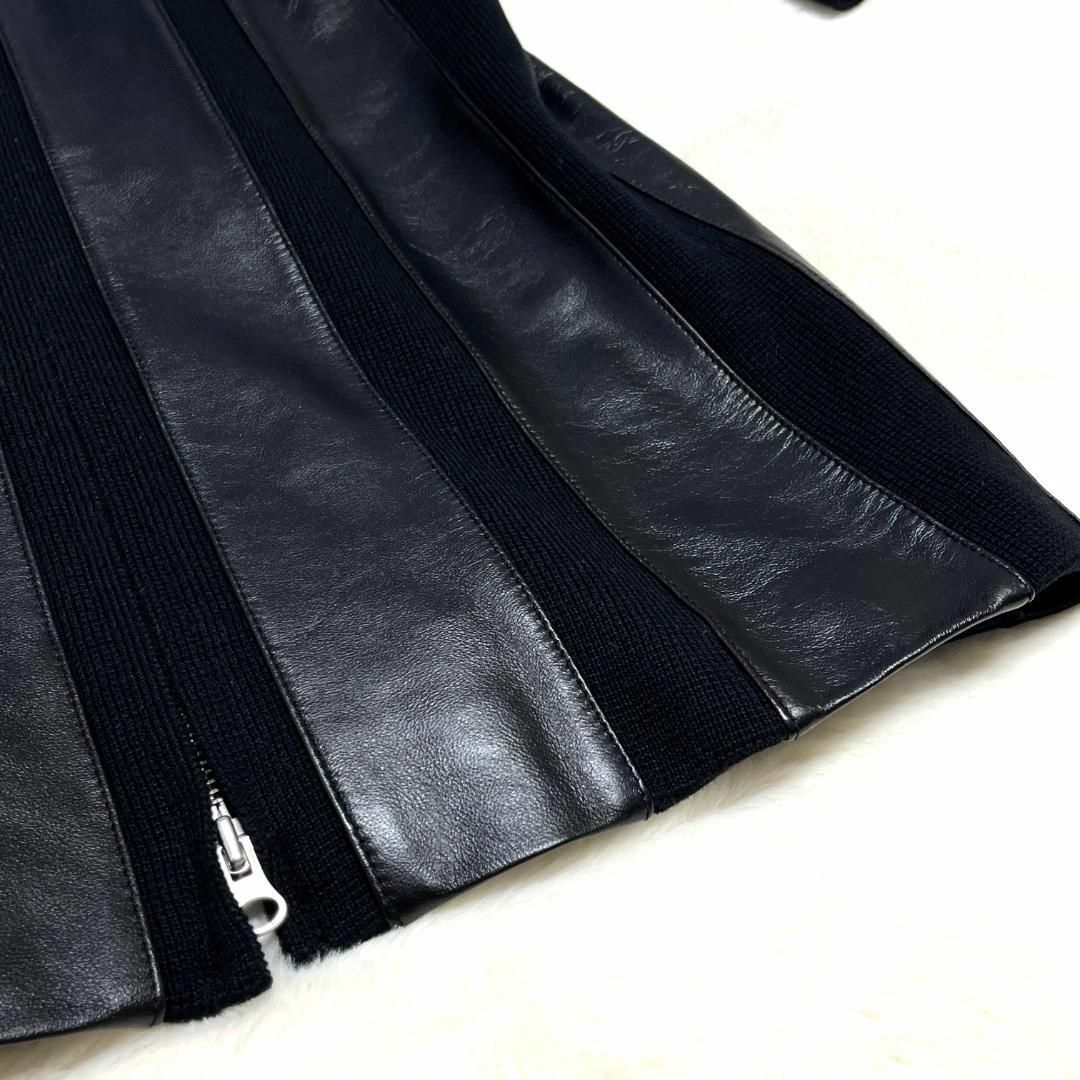 オットーコレクション 羊革 ラムレザー × ニット コート 黒 ジャケット