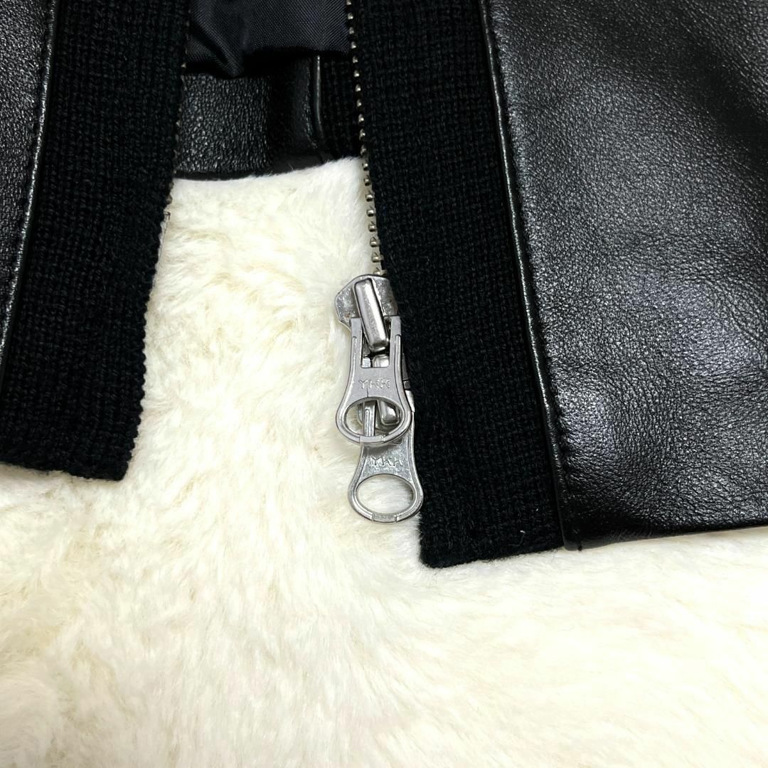 オットーコレクション 羊革 ラムレザー × ニット コート 黒 ジャケット