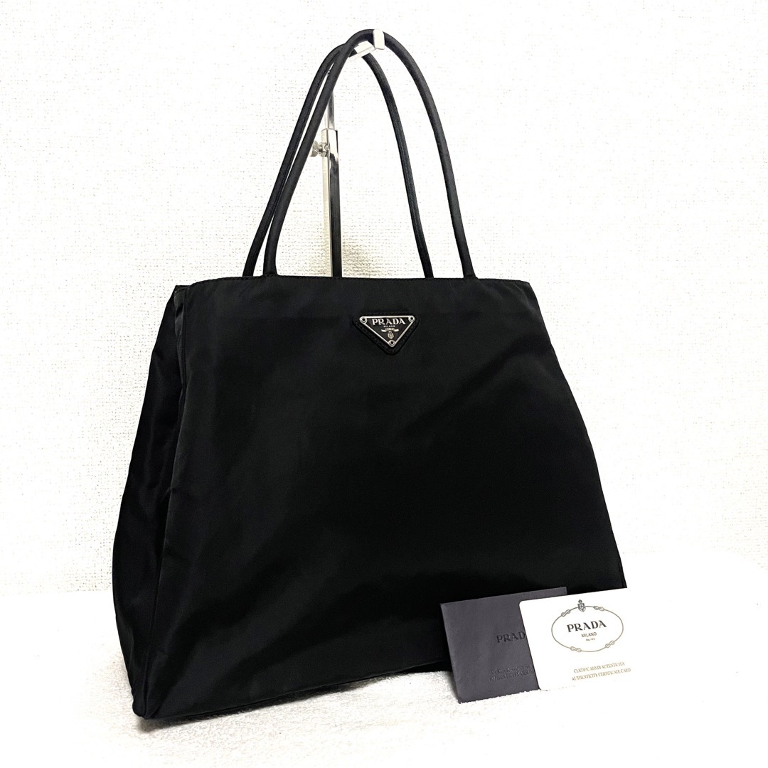 未使用に近い PRADA プラダ ナイロン トートバッグ ブラック NERO-