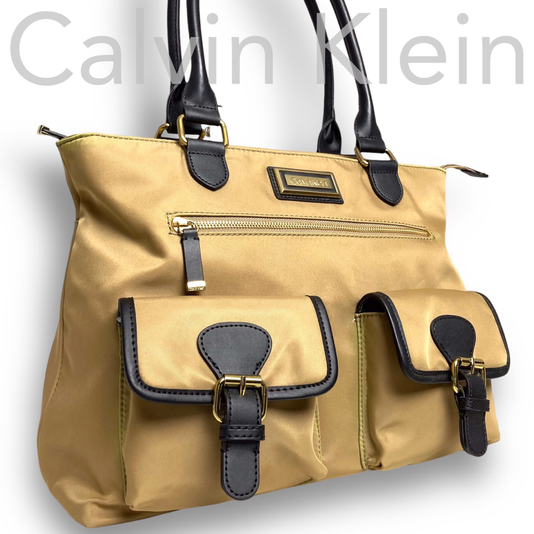 4 Calvin Klein カルバンクライン トートバッグ A4可 ベージュ-