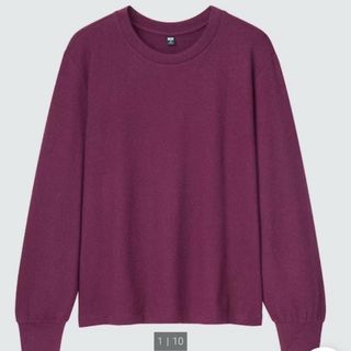 ユニクロ(UNIQLO)のUNIQLO　ユニクロソフトニットパフスリーブクルーネックT(カットソー(長袖/七分))