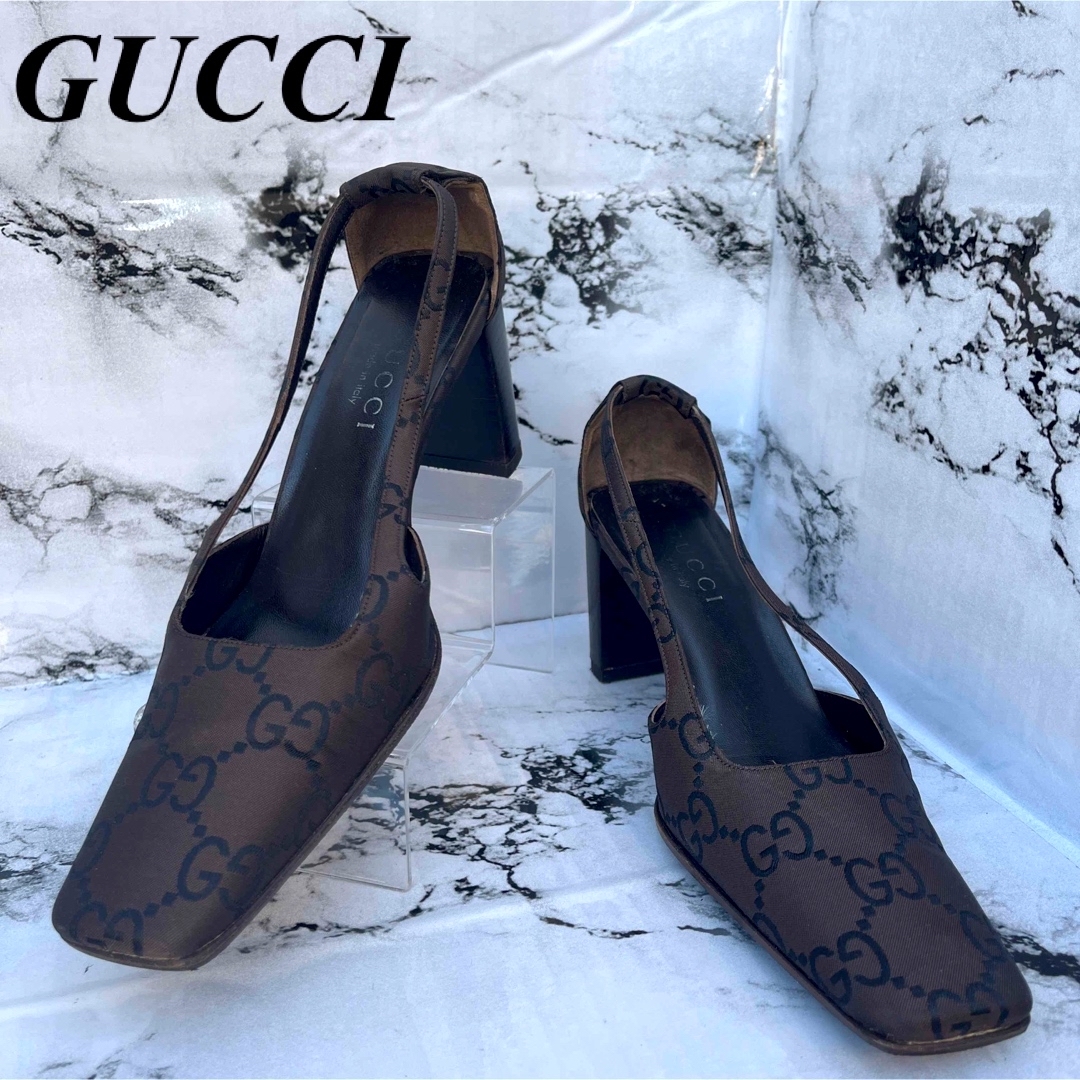 購入格安 【美品】グッチ GUCCI パンプス GG柄 23.5cm ブラウン aspac