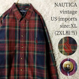 ノーティカ(NAUTICA)のビンテージ US輸入古着 NAUTICA 長袖シャツ チェック柄 2XLサイズ(シャツ)