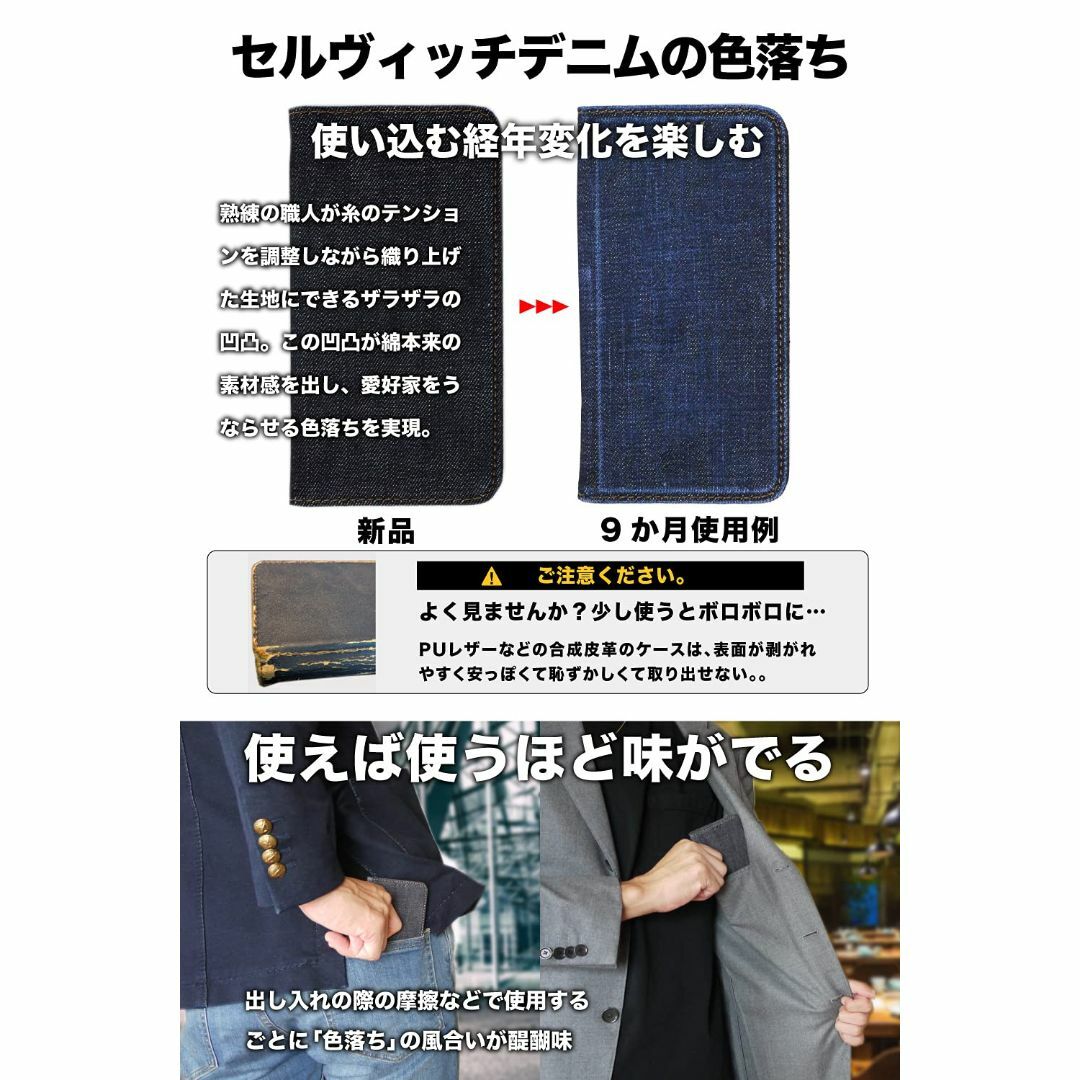 NeedNetwork Xperia 1 iv 用 ケース 岡山デニム 手帳型 3