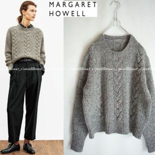 マーガレットハウエル(MARGARET HOWELL)の2020 美品マーガレットハウエル☆イタリア製 ドネガルウール ケーブルニット2(ニット/セーター)