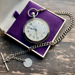 【純銀】英国 アルバートチェーン 懐中時計用 1896年 コインフォブ