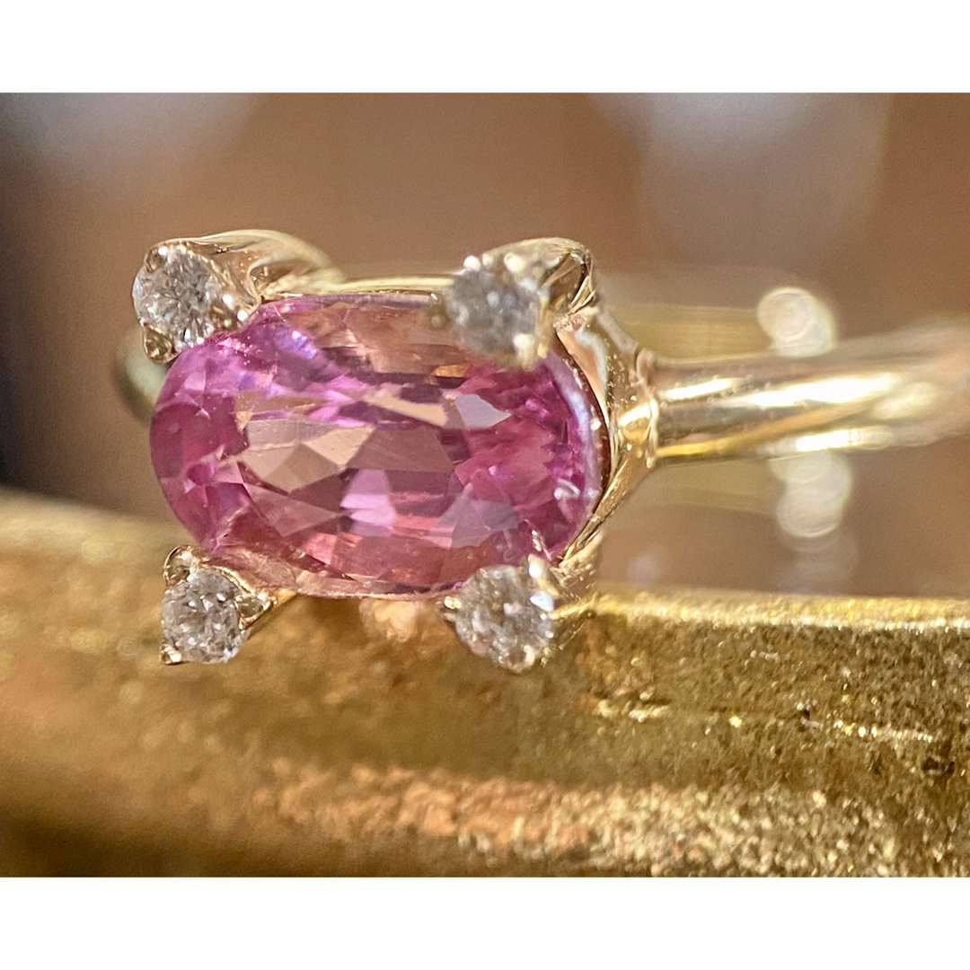 天然ピンクスピネルダイヤモンドベビーリングイヤーカフ k18YG レディースのアクセサリー(イヤーカフ)の商品写真