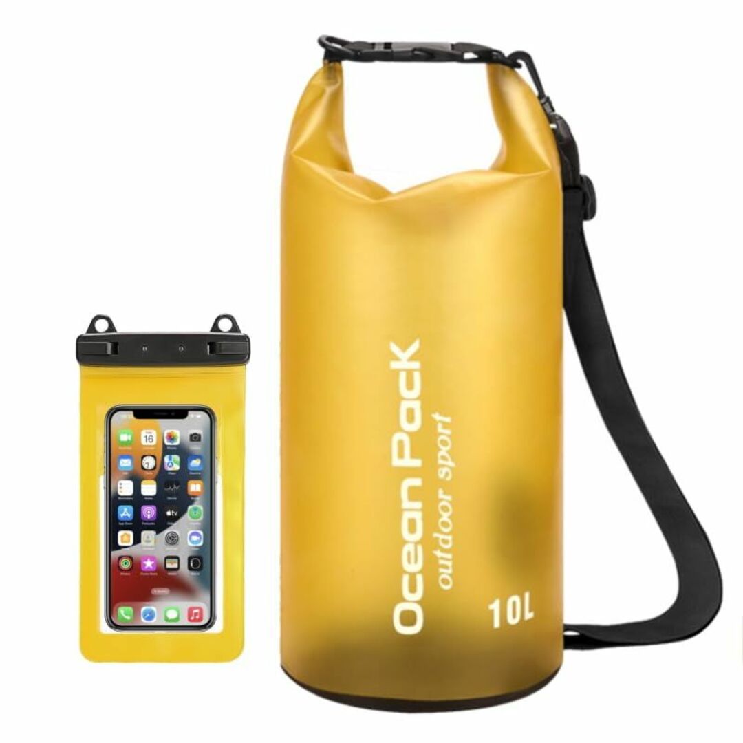 【色: イエロー】最新 防水スマホケース+防水バッグ ２点セット iPhone