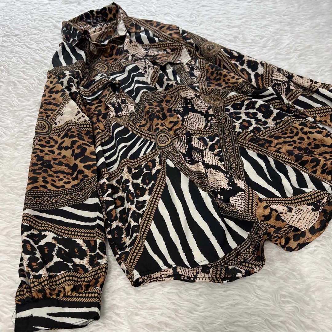 boohoo(ブーフー)の美品✨ boohoo ブーフー レオパード 豹柄 アメカジ 長袖 シャツ メンズ メンズのトップス(シャツ)の商品写真