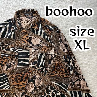 ブーフー(boohoo)の美品✨ boohoo ブーフー レオパード 豹柄 アメカジ 長袖 シャツ メンズ(シャツ)