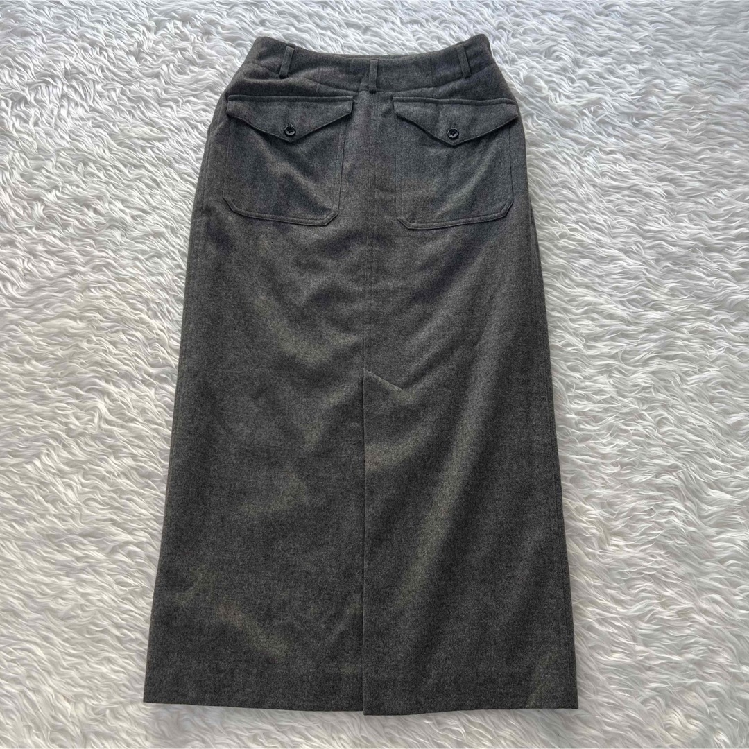 MARGARET HOWELL(マーガレットハウエル)のマーガレットハウエル タイトスカート グレー カシミア混　M レディースのスカート(ロングスカート)の商品写真