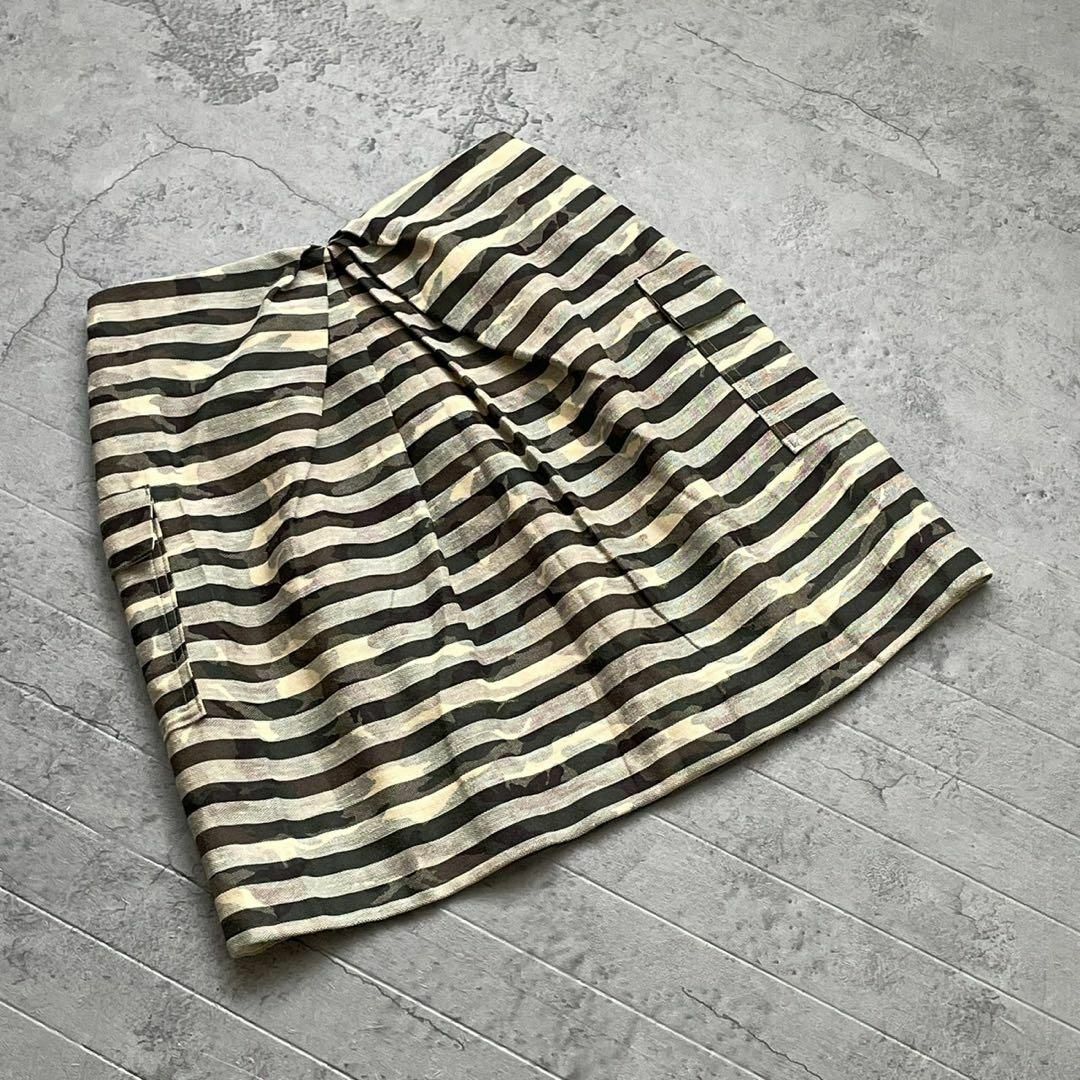 【SABENA】サベナ 日本製 麻 迷彩 総柄 ボーダー ミニ スカート