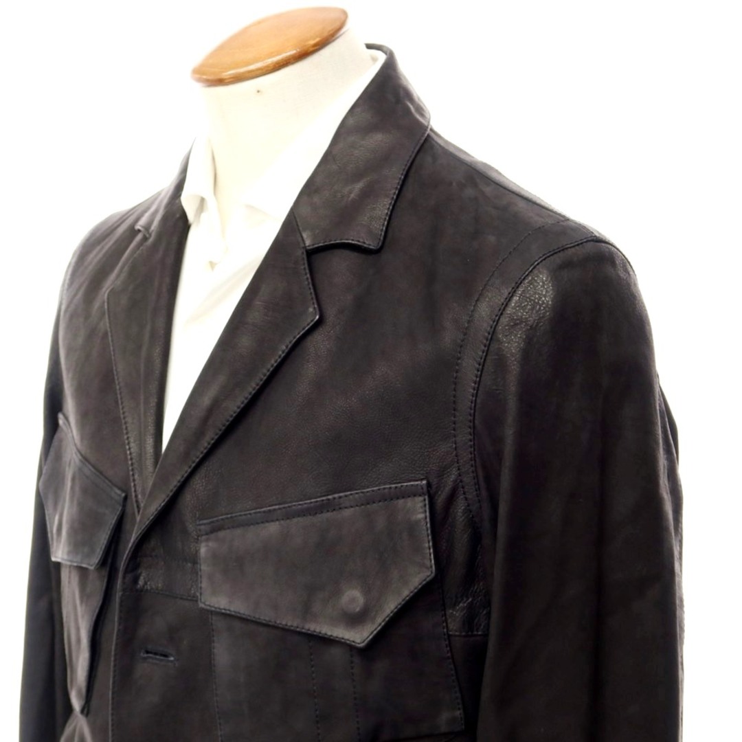 【中古】ジョルジオアルマーニ GIORGIO ARMANI レザー カジュアルジャケット ブラック【サイズ46】【メンズ】