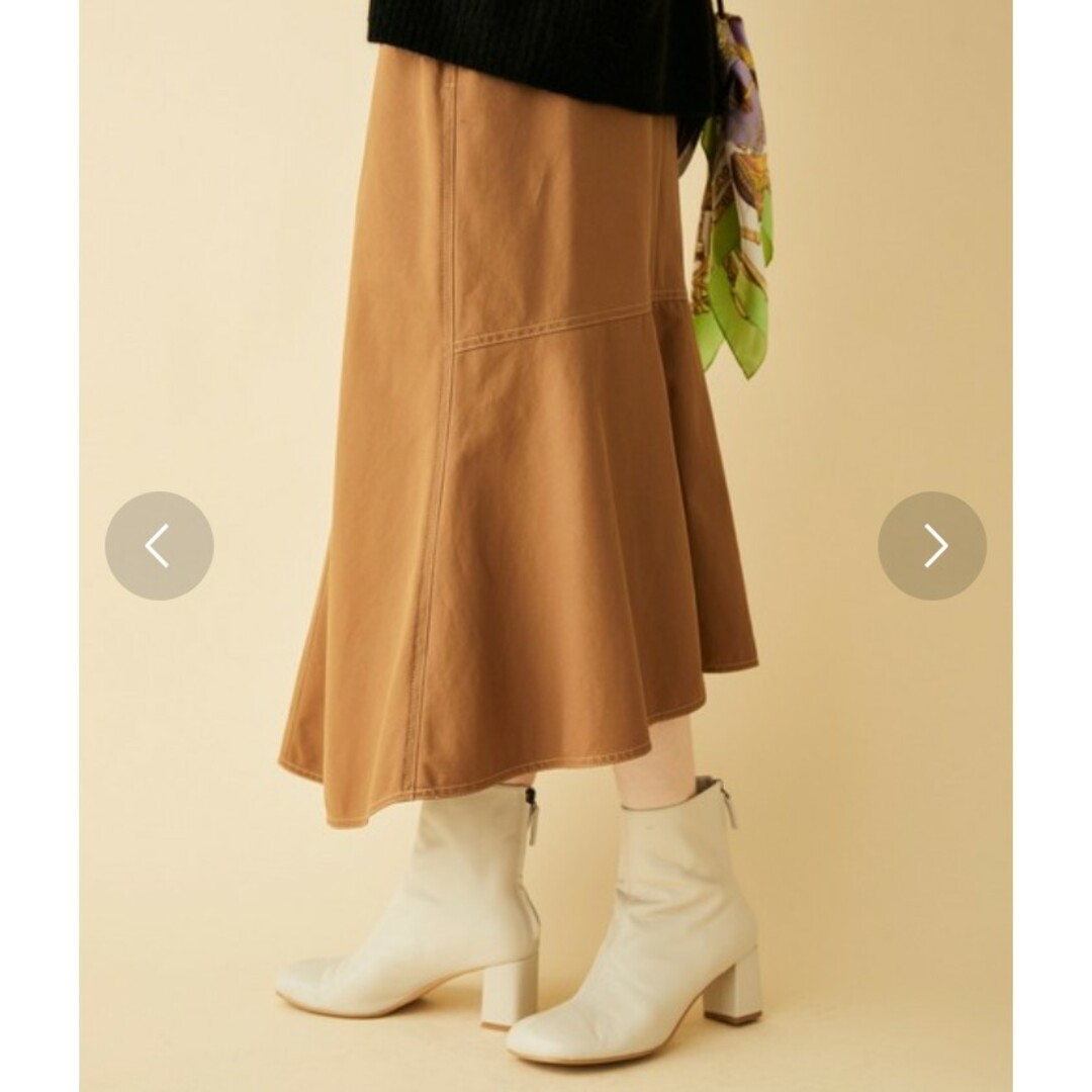 ROPE mademoiselle(ロペマドモアゼル)のマドモアゼルロペ　新品タグ付き✨フレアスカート　ブラウン　ミモレ丈　M レディースのスカート(ひざ丈スカート)の商品写真