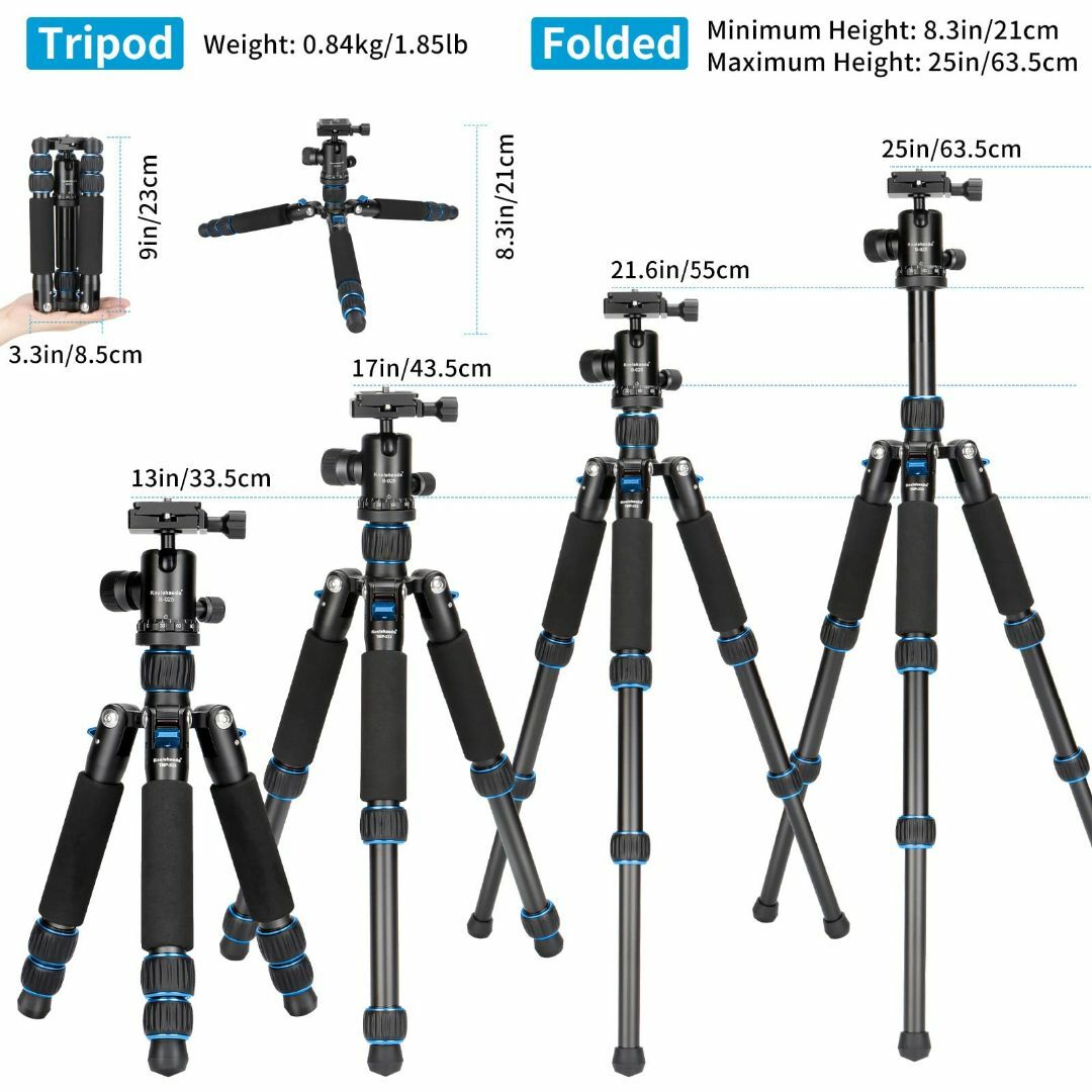 【色:青】Koolehaoda ミニ三脚 カメラ三脚 アルミ合金 コンパクト旅行