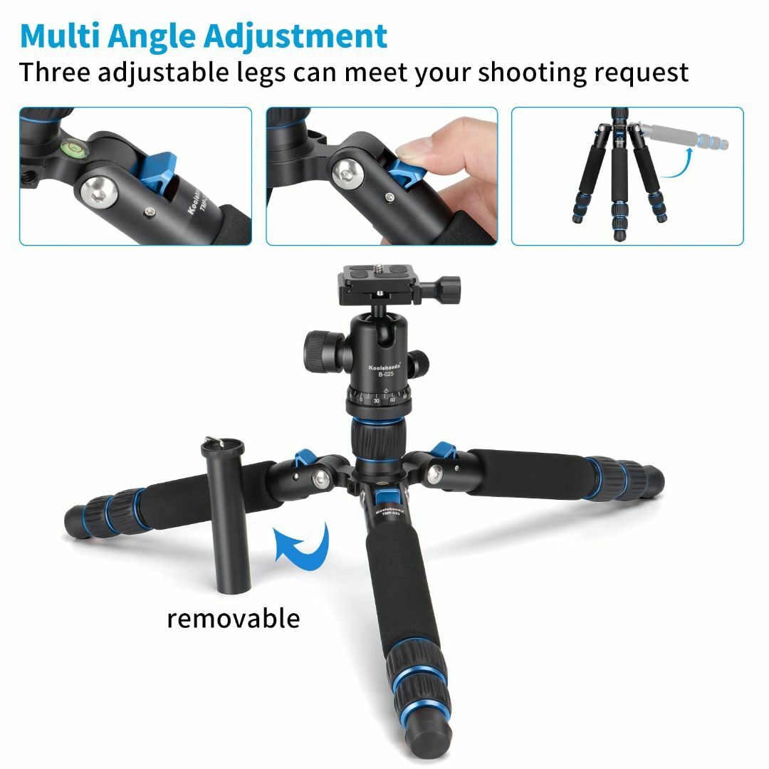 【色:青】Koolehaoda ミニ三脚 カメラ三脚 アルミ合金 コンパクト旅行