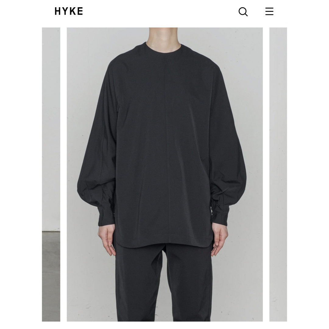 HYKE(ハイク)のHYKEハイク TASLAN TWILL TOP ブラック 1 美品 レディースのトップス(シャツ/ブラウス(長袖/七分))の商品写真