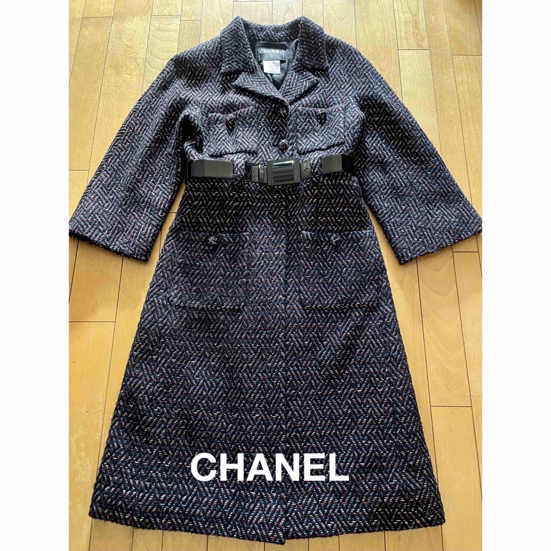 CHANEL シャネル　ツィードコート　豪華ベルト付属