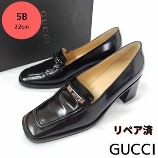 グッチ(Gucci)の美品❤箱付き☆GUCCI【グッチ】ロゴ ローファー 黒(ハイヒール/パンプス)