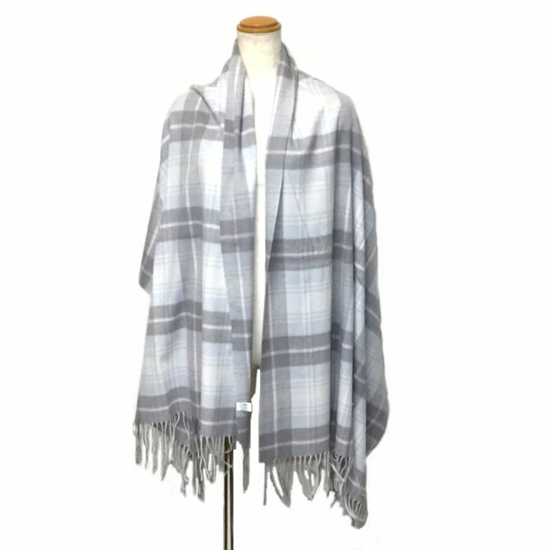 70㎝幅 100% カシミヤ超大判ストール 200cm GY/PK 新品-
