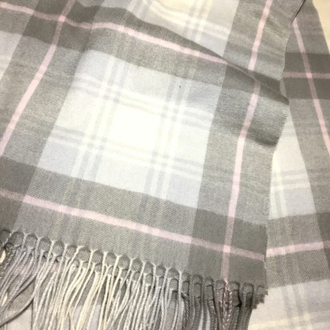 70㎝幅 100% カシミヤ超大判ストール 200cm GY/PK 新品-