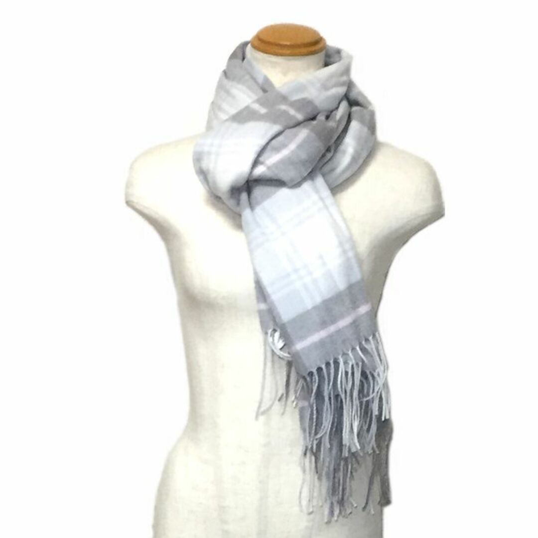 70㎝幅 100% カシミヤ超大判ストール 200cm GY/PK 新品-