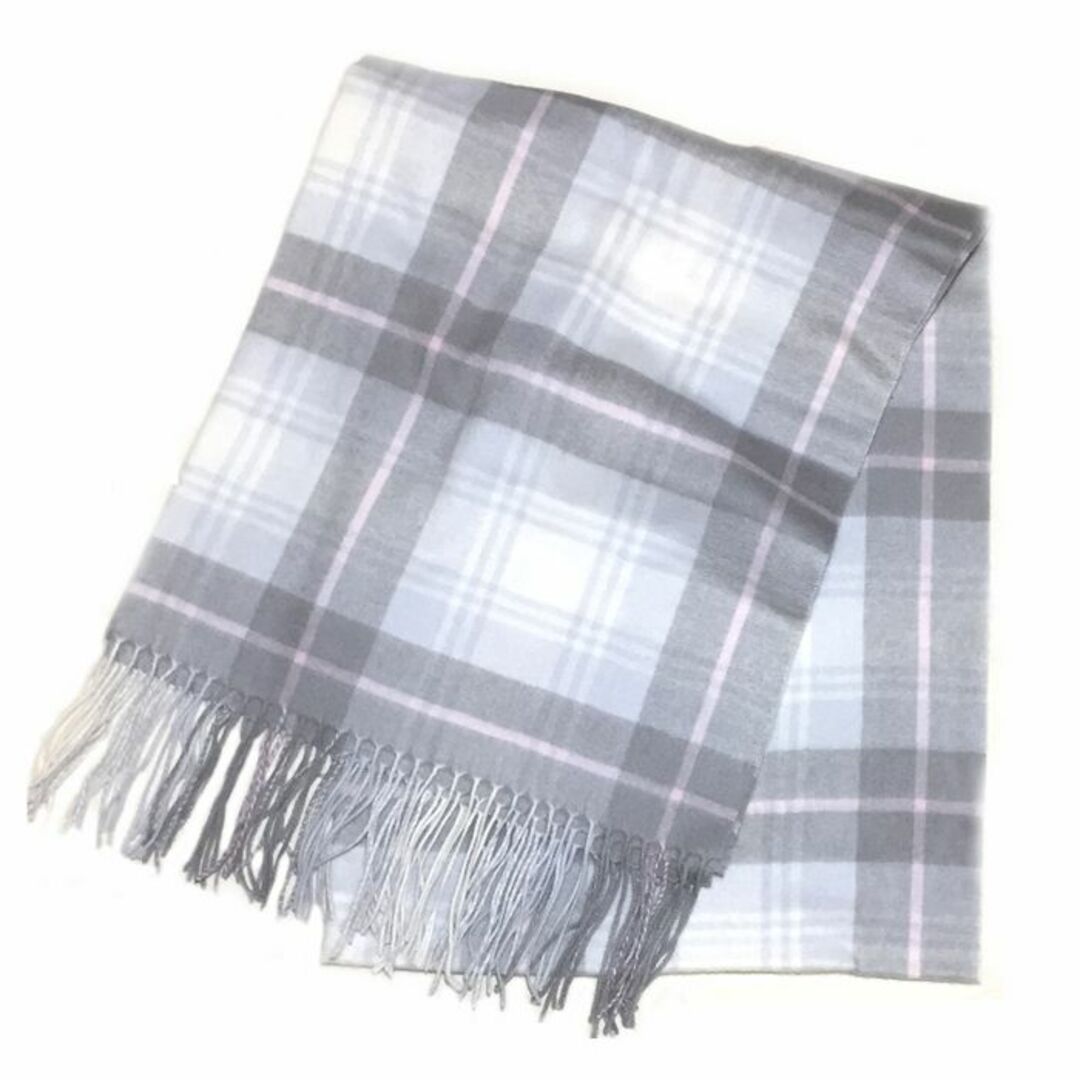 70㎝幅 100% カシミヤ超大判ストール 200cm GY/PK 新品-