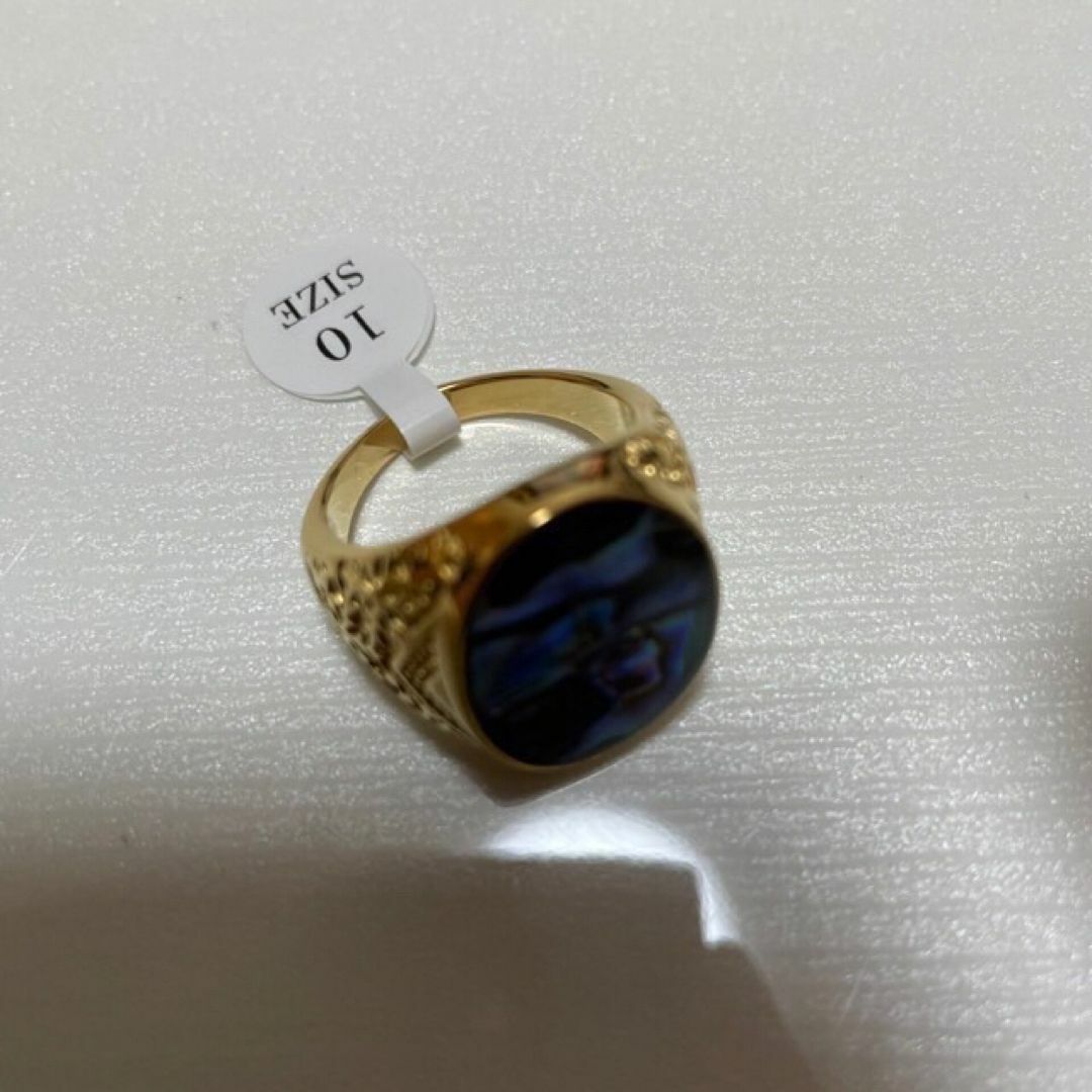 【A004】リング　メンズ　指輪　ゴールド　オーバル　チタン　20号 メンズのアクセサリー(リング(指輪))の商品写真