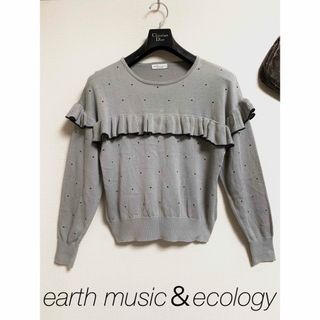 アースミュージックアンドエコロジー(earth music & ecology)のearth music＆ecology アース フリル 薄 プルオーバー ニット(ニット/セーター)