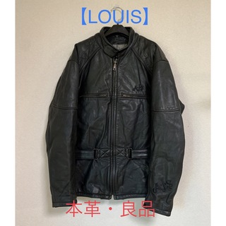【LOUIS】シングルライダースジャケット 黒 本革 レザー 52L/LL 良品(ライダースジャケット)
