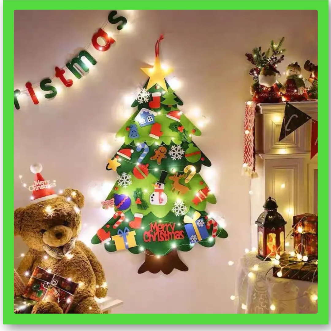 フェルト 壁掛け クリスマスツリー タペストリー 知育玩具 オーナメント  ハンドメイドのインテリア/家具(その他)の商品写真
